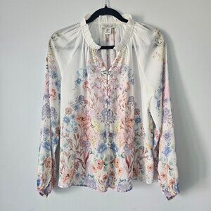 Rachel Zoe white floral print blouse